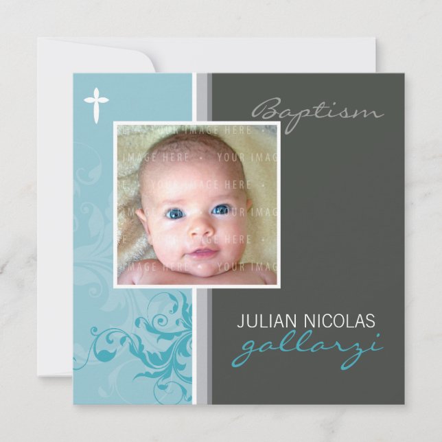 Convites DESIGN PERSONALIZADO: Suzana Baptism Invite - posh (Frente)