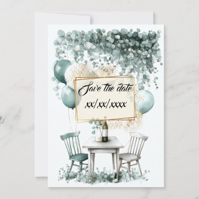 Convites Design save the date vert sauge à personnaliser (Frente)