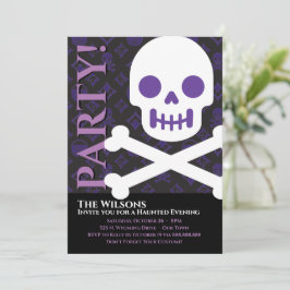 Convites Designer Halloween, Crânio Negrito