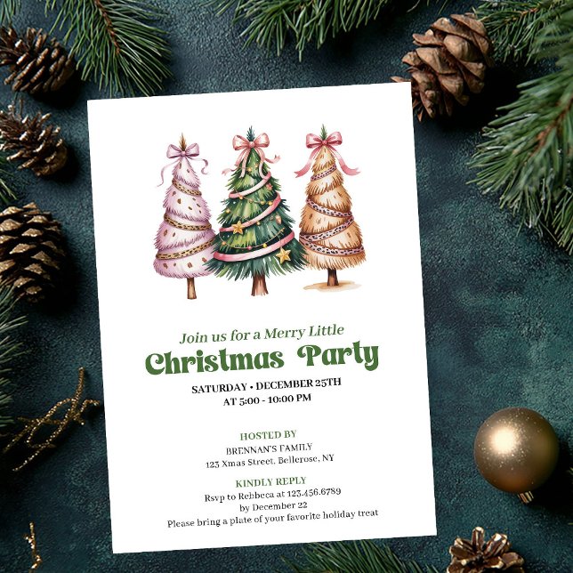 Convites Designer leopard print Christmas tree invitation (Designer leopard print Christmas tree invitation)
