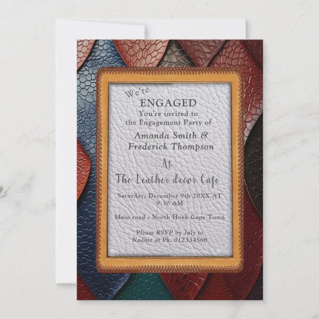 Convites Designs artísticos de textura de couro (Frente)