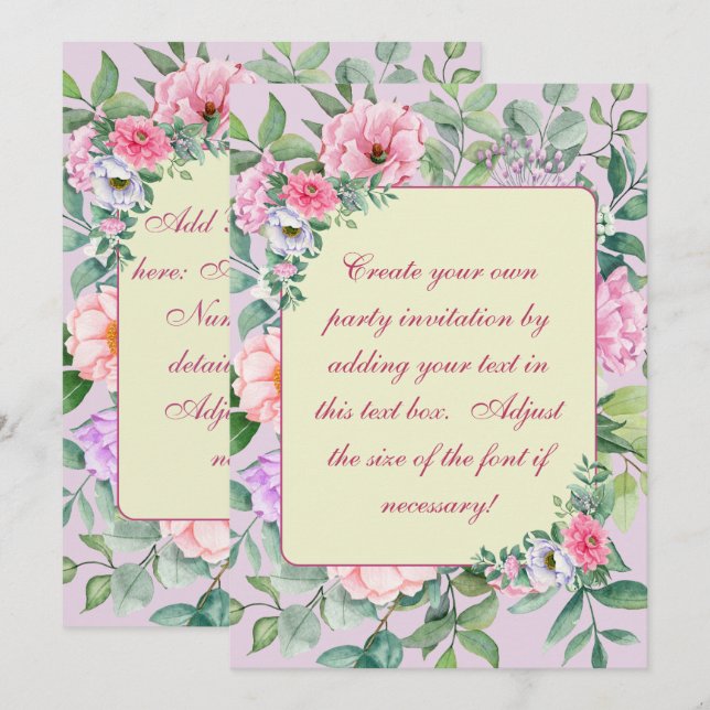 Convites Desligamento de Flores de Frota do Jardim de Verão (Frente/Verso)