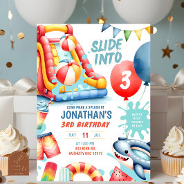 Convites Deslize para dentro de três Festas de aniversário 