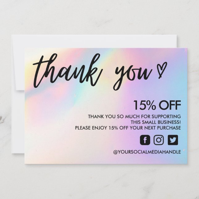 Convites Deslocamento de Cores Obrigado Coração (Frente)