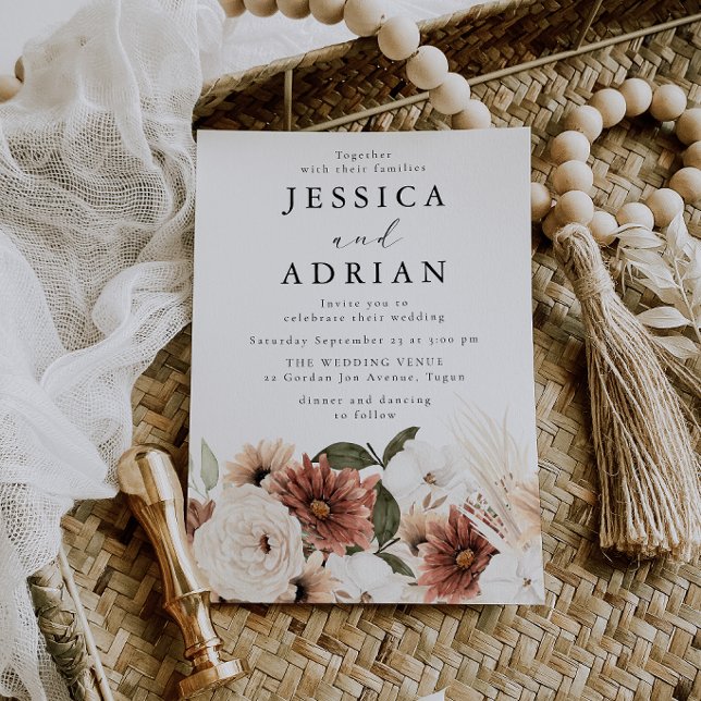 Convites Deslumbrante Casamento Boho Moderno (Criador carregado)