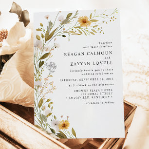Convites Deslumbrante Casamento Botânico de Flores Silvestr