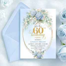 Convites Deslumbrante Pastel Azul Boêmio Floral 60º Anivers