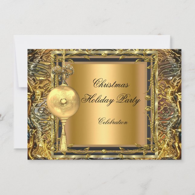 Convites Desorte de Bola Dourada de Natal do Feriado 2 (Frente)