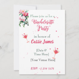 Convites Despedida de Solteira Coquetel Floral Peônia Rosa