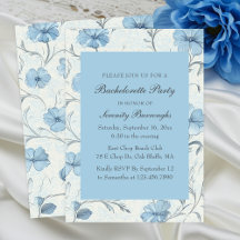 Despedida de Solteira Elegante Floral Azul Jardim 