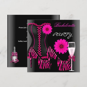 Convites Despedida de Solteira Espartilho Zebra Preto Rosa