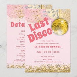 Convites Despedida de Solteira Glam Retro Disco Rosa Dourad