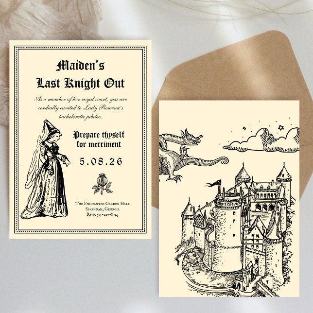 Convites Despedida de Solteira Medieval “Último Cavaleiro” (Criador carregado)
