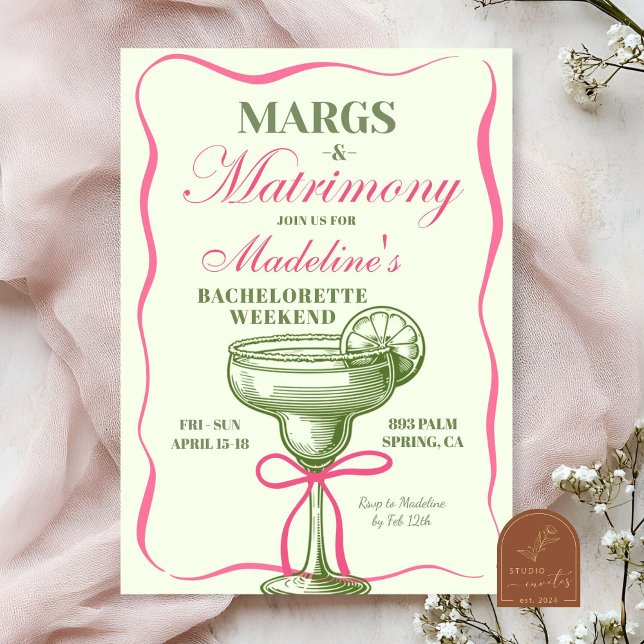 Convites Despedida de Solteira Retro Margaritas e Matrimôni (Criador carregado)
