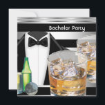 Convites Despedida de solteiro Bebe Prata Preta Tuxedo<br><div class="desc">Despedida de solteiro Tuxedo Black Silver Mens Boys Night Out Bebidas Tux tuxedo Convite Todas as Ocasiões Festas Festas Bus</div>