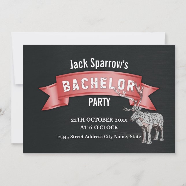 Convites Despedida de Solteiro Fita Vermelha Textura de Met (Frente)