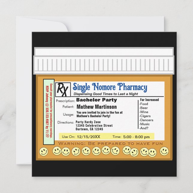 Convites Despedida de Solteiro RX para Diversão (Frente)