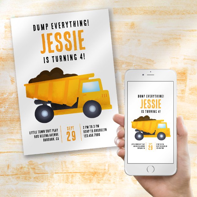 Convites Despeje Tudo! Festa de aniversário de construção (Criador carregado)