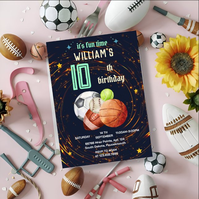 Convites desportistas de jogos azuis rapazes Desportistas 1 (Criador carregado)