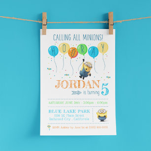Convites Desprezível   Aniversário do Minion Balloon