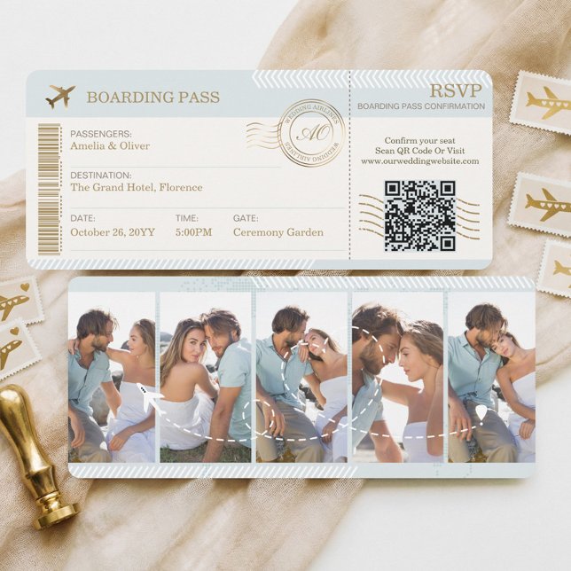 Convites Destination Boarding Pass Ticket Photo Wedding (Destination Boarding Pass Ticket Photo Wedding Invitation)
