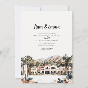 Convites Destino de Casamento com Aquarela de Santa Bárbara