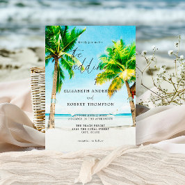 Convites Destino de Casamento com Palmeira de Praia Tropica