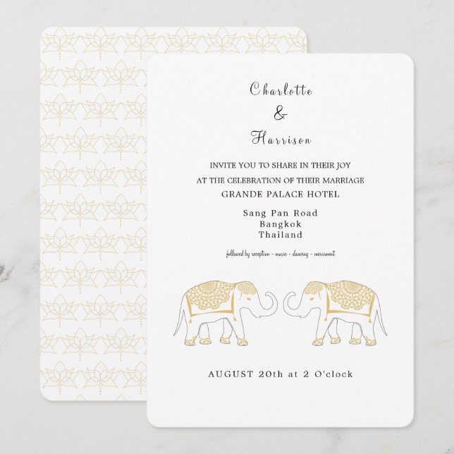 Convites Destino de Casamento da Tailândia (Frente/Verso)