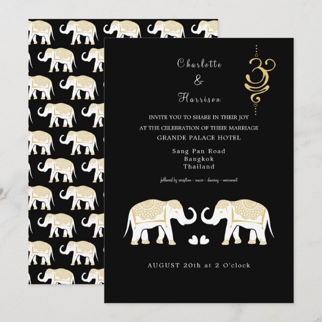 Convites Destino de Casamento da Tailândia (Frente/Verso)