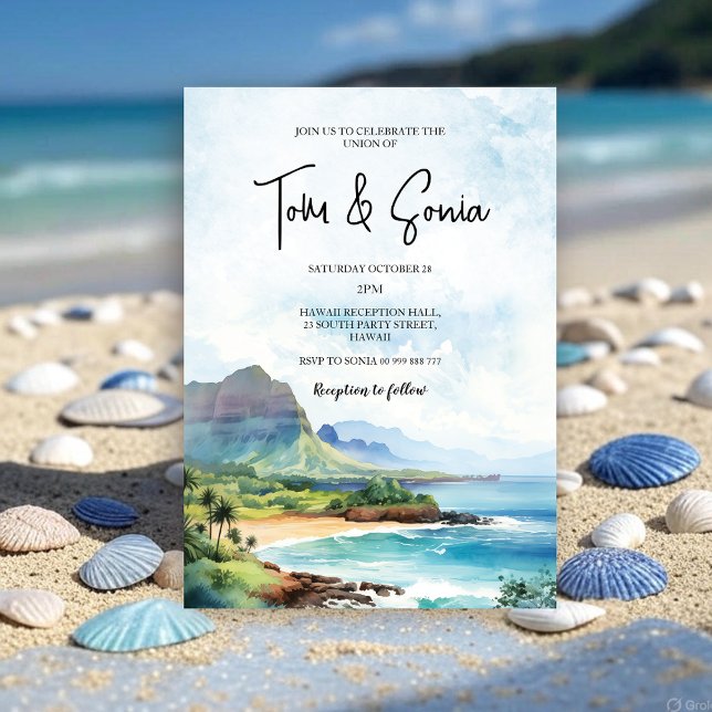 Convites Destino de Casamento de Paisagem do Havaí (Hawaii Landscape Wedding Destination Invitation)