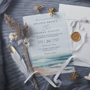 Convites Destino de Casamento Elegante e Moderno na Praia e