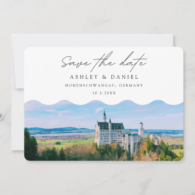 Convites Destino de Casamento em Hohenschwangau Salve a Dat (Frente)