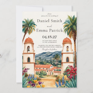 Convites Destino de Casamento em Santa Barbara com Aquarela
