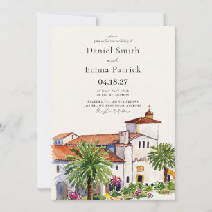 Convites Destino de Casamento em Santa Barbara com Aquarela