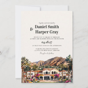Convites Destino de Casamento em Santa Bárbara com Aquarela