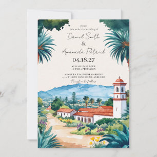 Convites Destino de Casamento em Santa Barbara com Aquarela