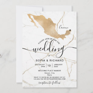 Convites Destino de Casamento México Ouro Coração Móvel 