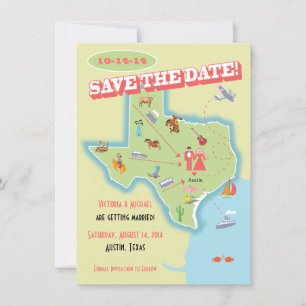 Convites Destino de Casamento Texas State Save the Date