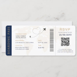 Convites Destino de Embarque Código QR de Casamento Rsvp