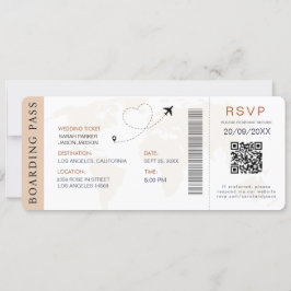 Convites Destino de Embarque Código QR de Casamento Rsvp
