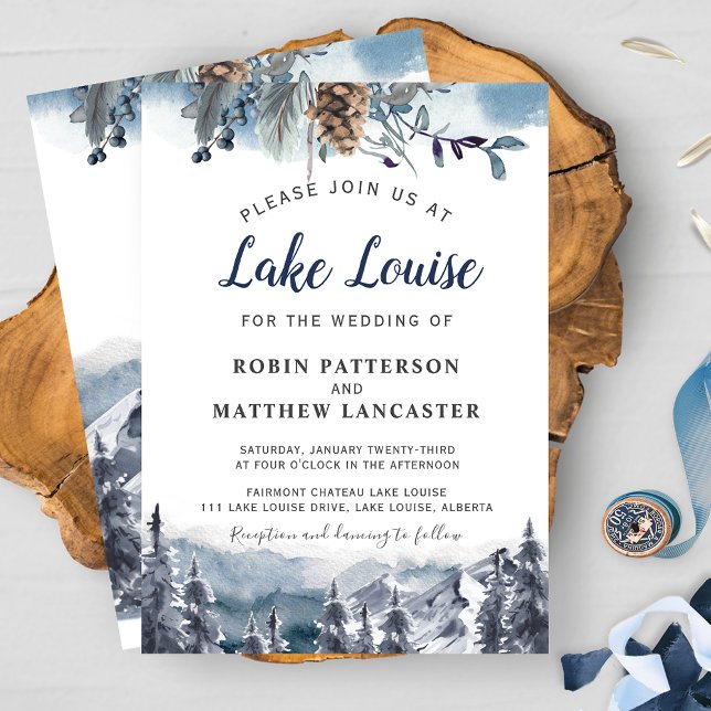 Convites Destino de Montanha, Casamento Florestal em Aquare (Criador carregado)