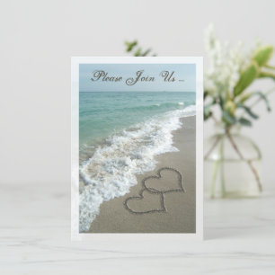 Convites Destino de Recepção Pós-Casamento Corações na Prai