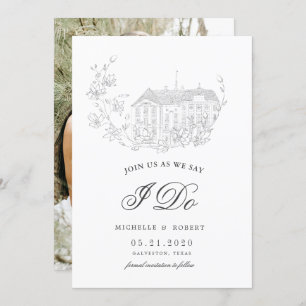 Convites Destino Elegante Foto Floral Salvar A Data