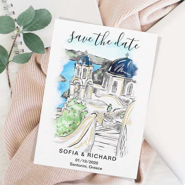 Convites Destino Grécia Ilha Grega de Santorini (Criador carregado)