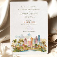 Destino Miami Beach com Horizonte de Aquarela