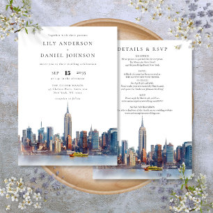 Convites Destino Skyline De Nova York Em Um Único Casamento
