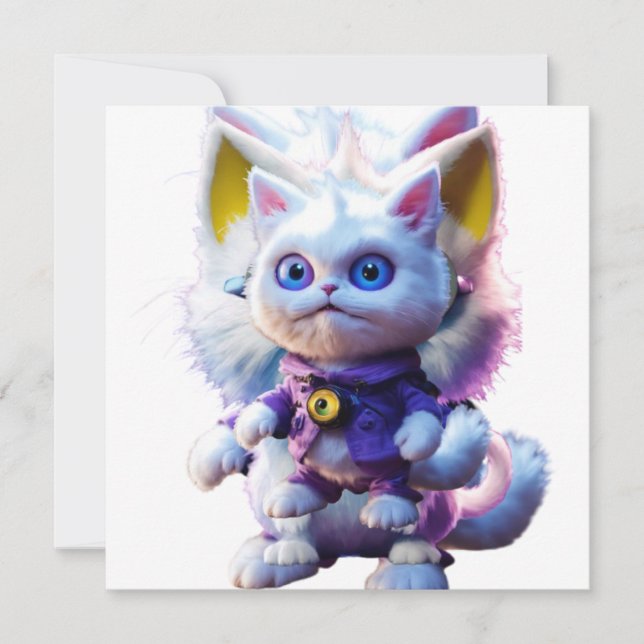 Convites Desvendando o monstro de gatos brancos CGI enigmát (Frente)