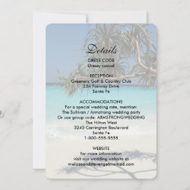 Convites Detalhe de Casamento de Paraíso no Oceano de Praia