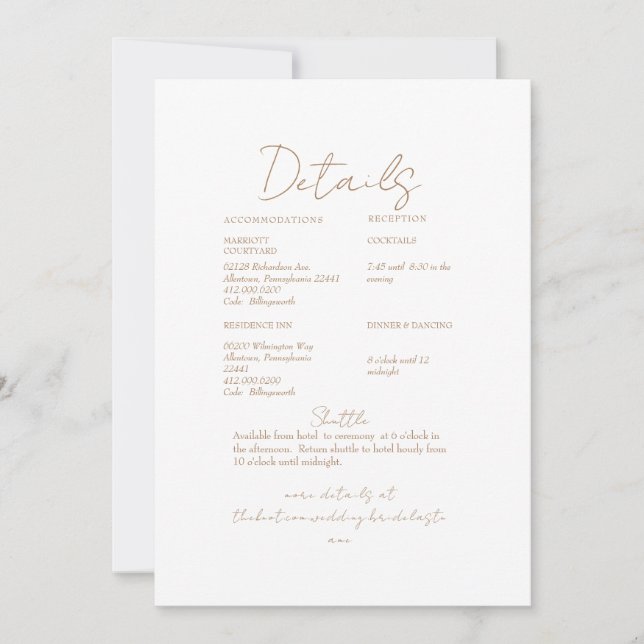 Convites Detalhe de Casamento de Texto Dourado Pampas (Frente)