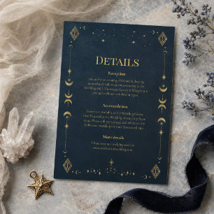 Convites Detalhe de Casamento Dourado Azul Meia-Noite Gótic